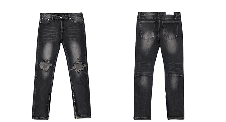 Men's High Street Jeans With Zipper Trousers