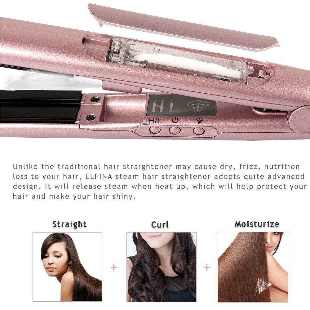 Steam hair straightener spray electric curling straight 