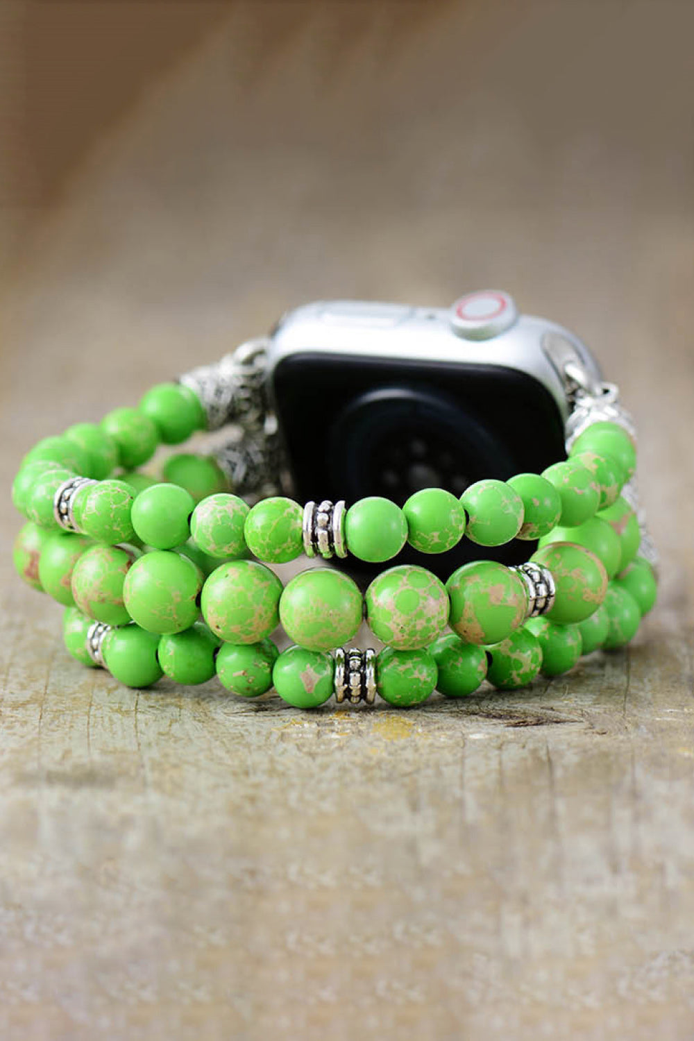 Synthetic Imperial Jasper Beaded Watchband Bracelet 