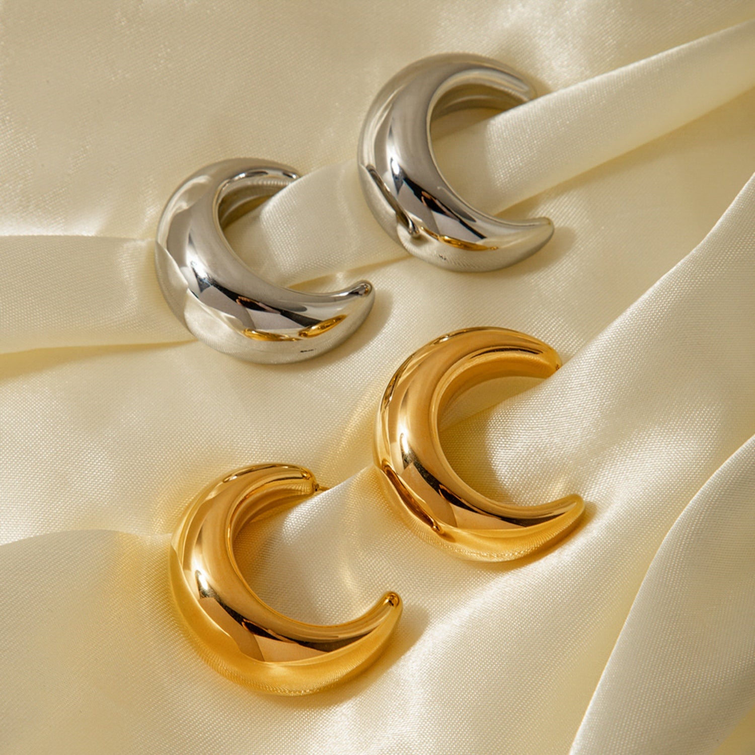 18K Gold-Plated Moon Crescent Earrings 