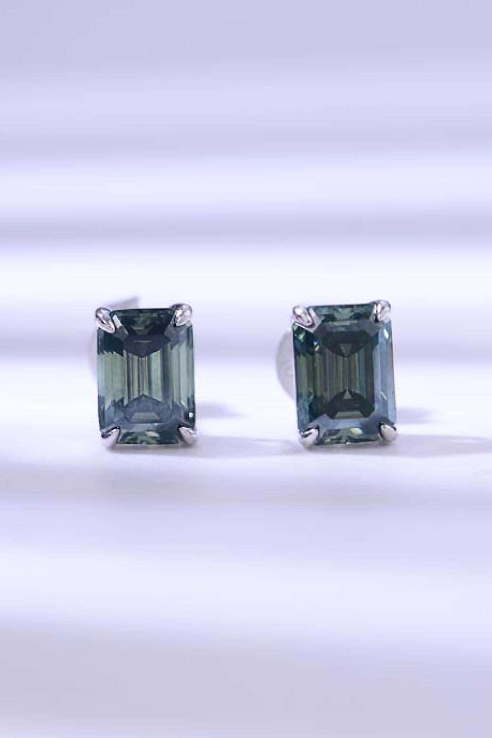 2 Carat Moissanite Stud Earrings in Green 