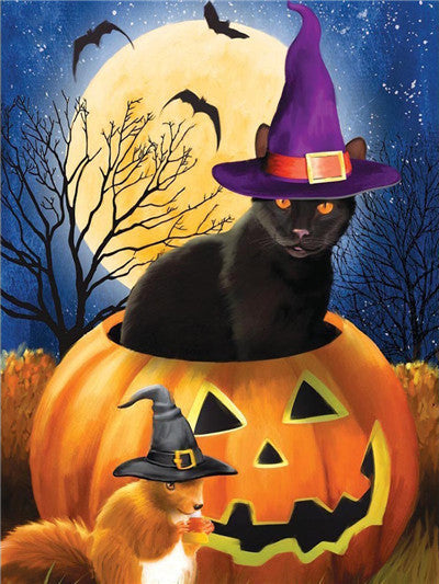 Painting Halloween Full Square Diamond Cartoon Embroidery Cross Stitch Kit