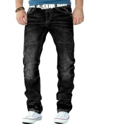 Jeans Casual Open-line Hip-hop Trousers Straight-leg Men's Trousers