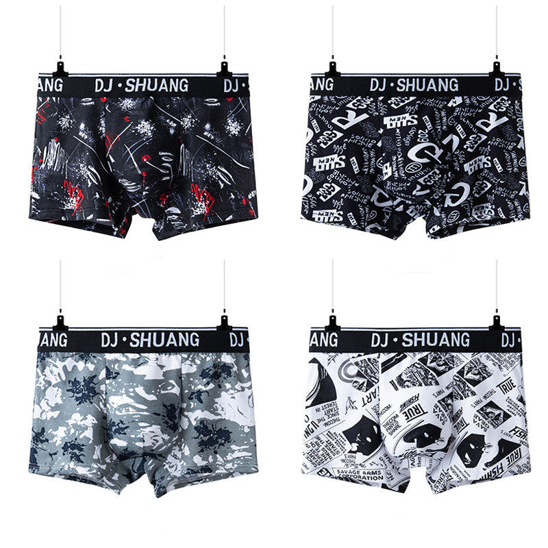 Men's Modal Underwear Cotton Boxer Shorts Youth Personality Breathable 