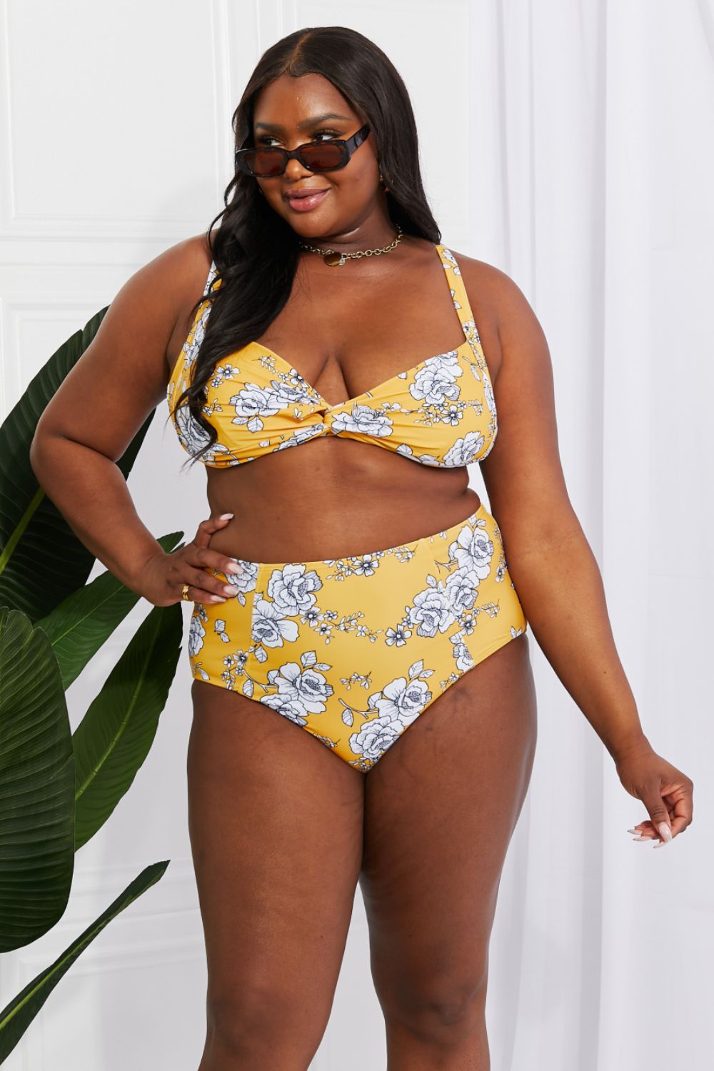 Marina West Swim Take A Dip Twist High-Rise Bikini in Mustard 