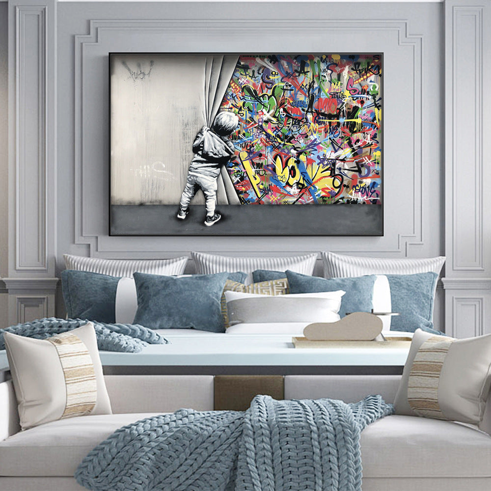 Fashionable Wall Graffiti Decoration Canvas Painting Core Living Room Paintings