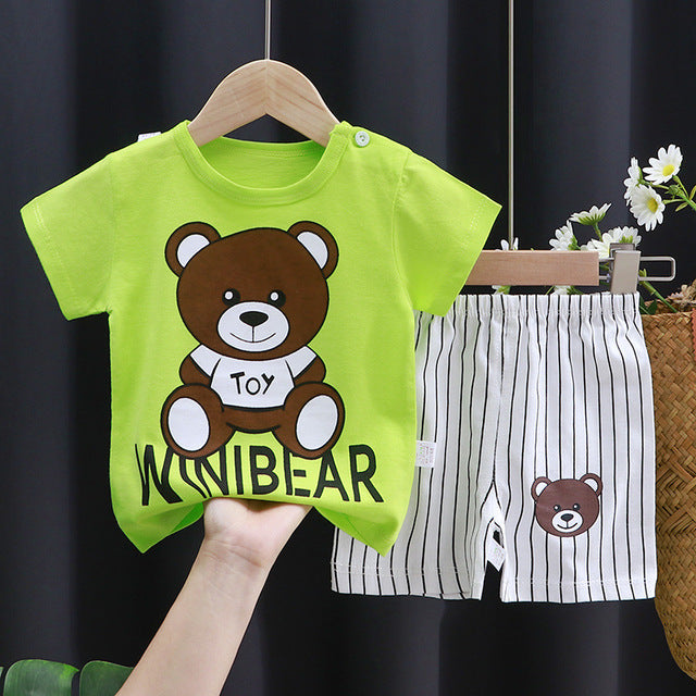 New Children's Short-sleeved Shorts Pure Cotton Suit