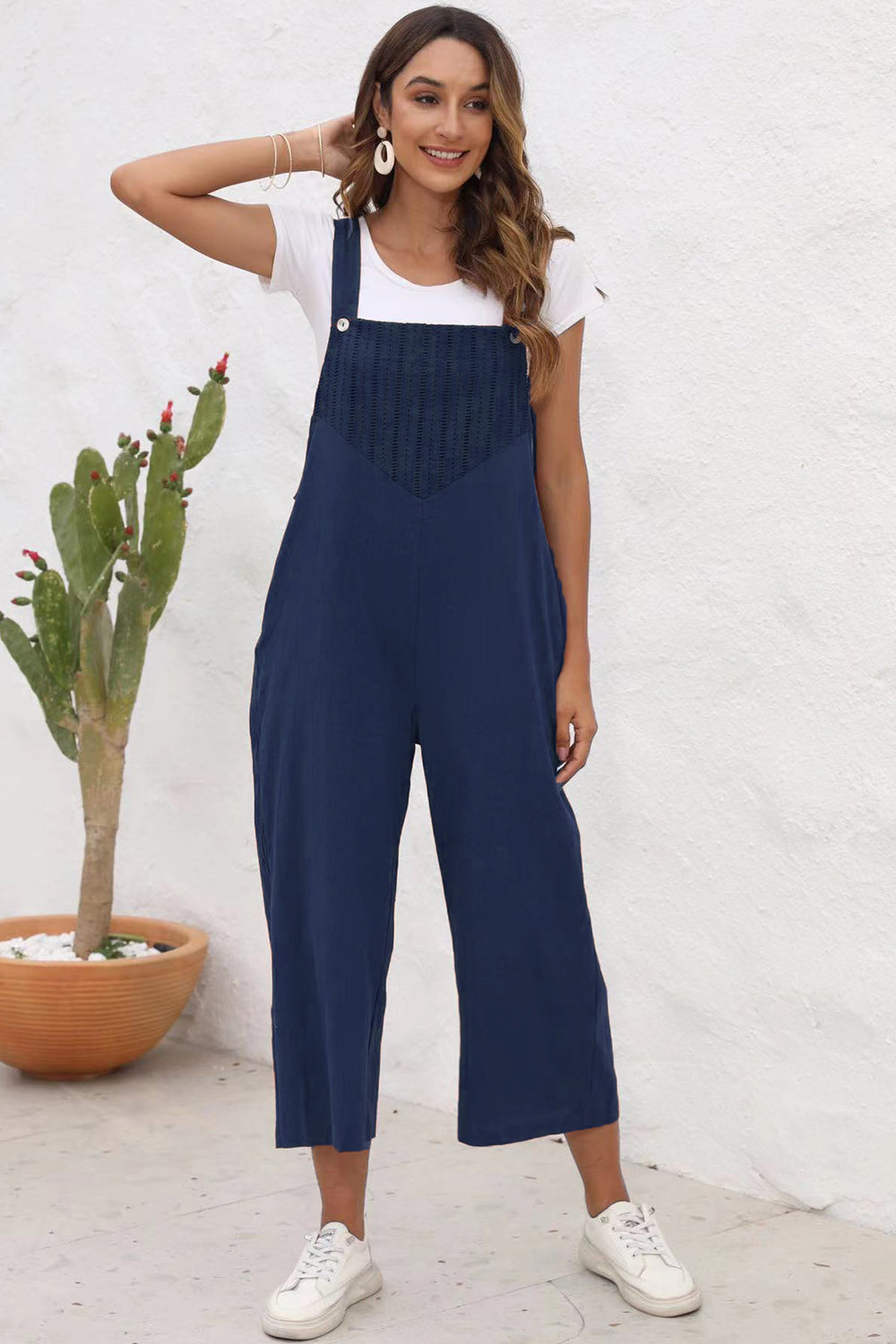 Full Size Square Neck Wide Strap Jumpsuit - Babbazon New Products