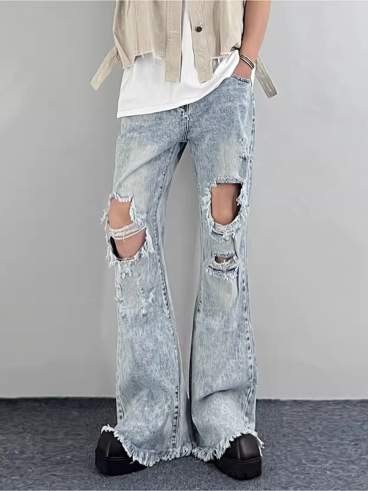 Summer Distressed Slim Blue Jeans