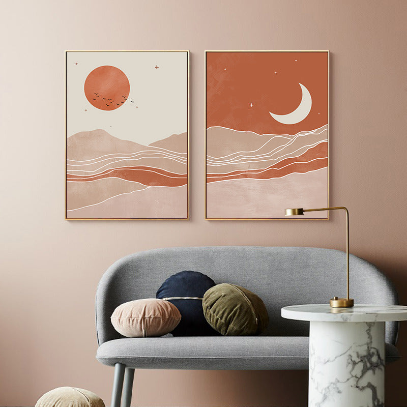 Geometric Lines Of The Sun And Moon Decorative Paintings