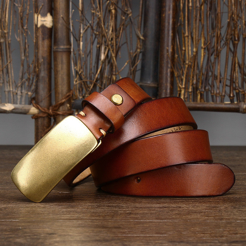 3.3CM Wide And Thick Leather Belt For Men 