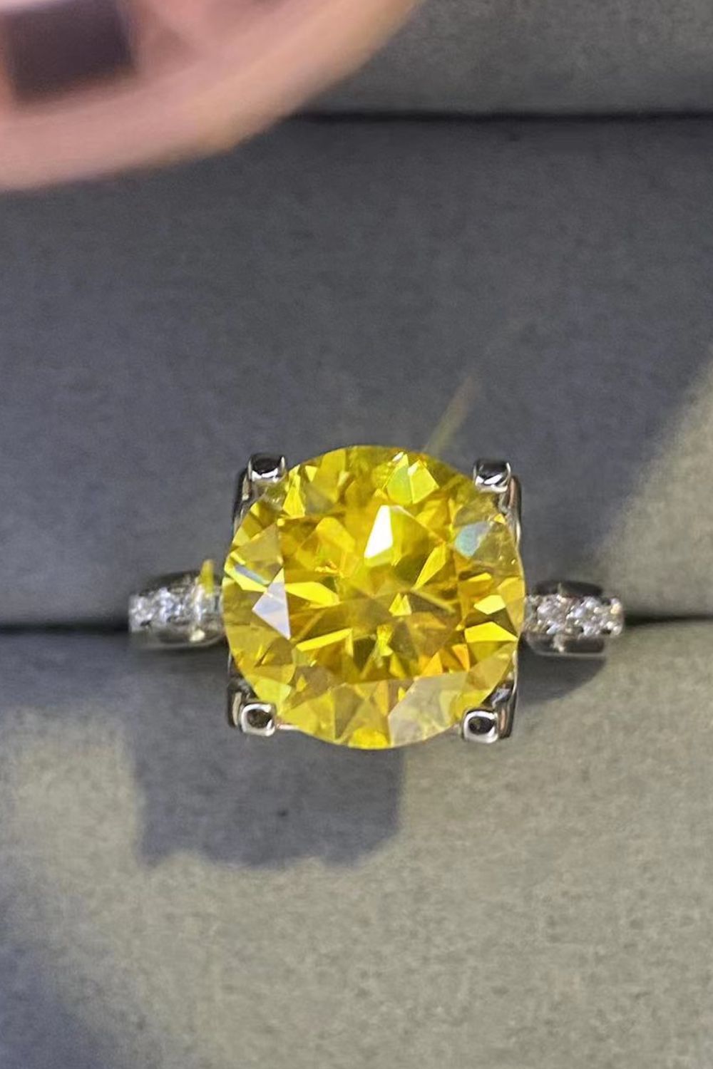 5 Carat Moissanite 925 Sterling Silver Ring in Banana Yellow 