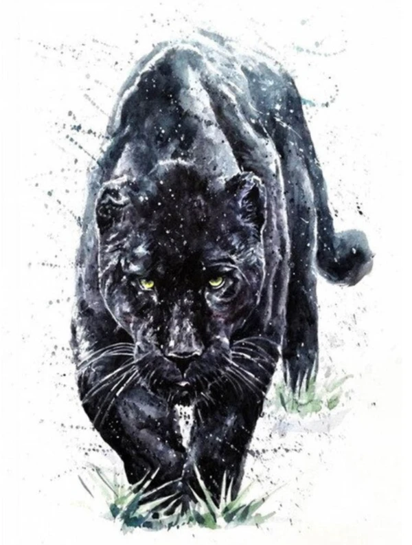 5D Diamond Painting - Watercolor Black Panther