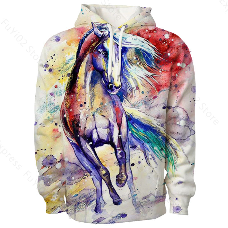 Animal 3d Wolf Pattern Hoodie Men And Women Sports Casual Wear