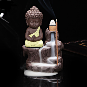 Creative Zisha Little Monk Mountain Flowing Water Backflow Incense Burner