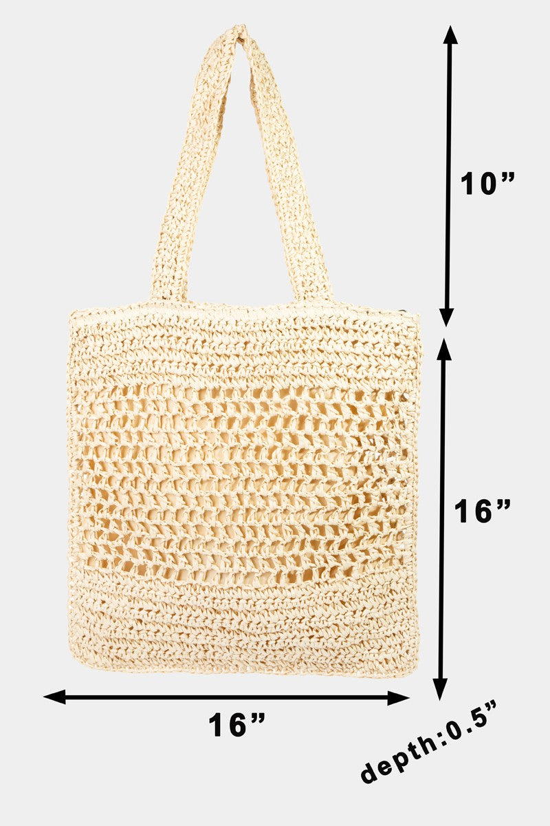 Fame Straw-Paper Crochet Tote Bag 