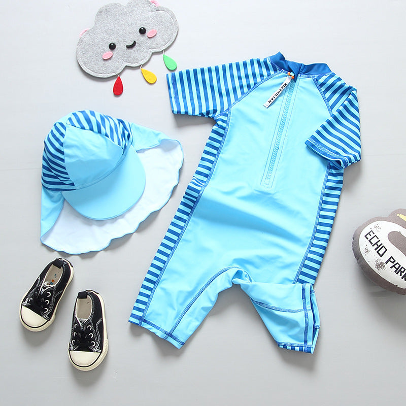 Cute Robot One-piece Sunscreen Quick-drying Children's Swimsuit Suit