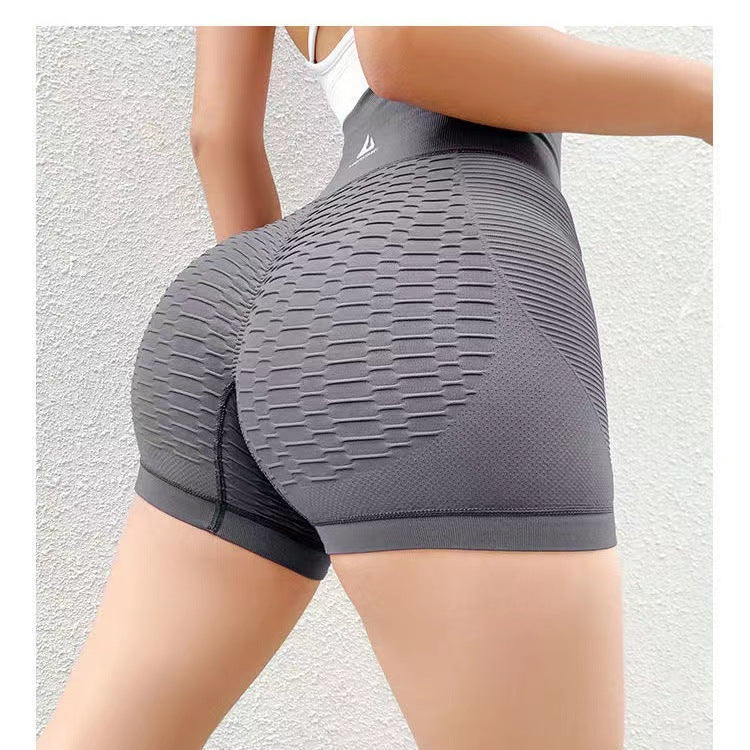 Grid Design Shorts Gym Yoga High Waist Fitness Sports Pants Women 