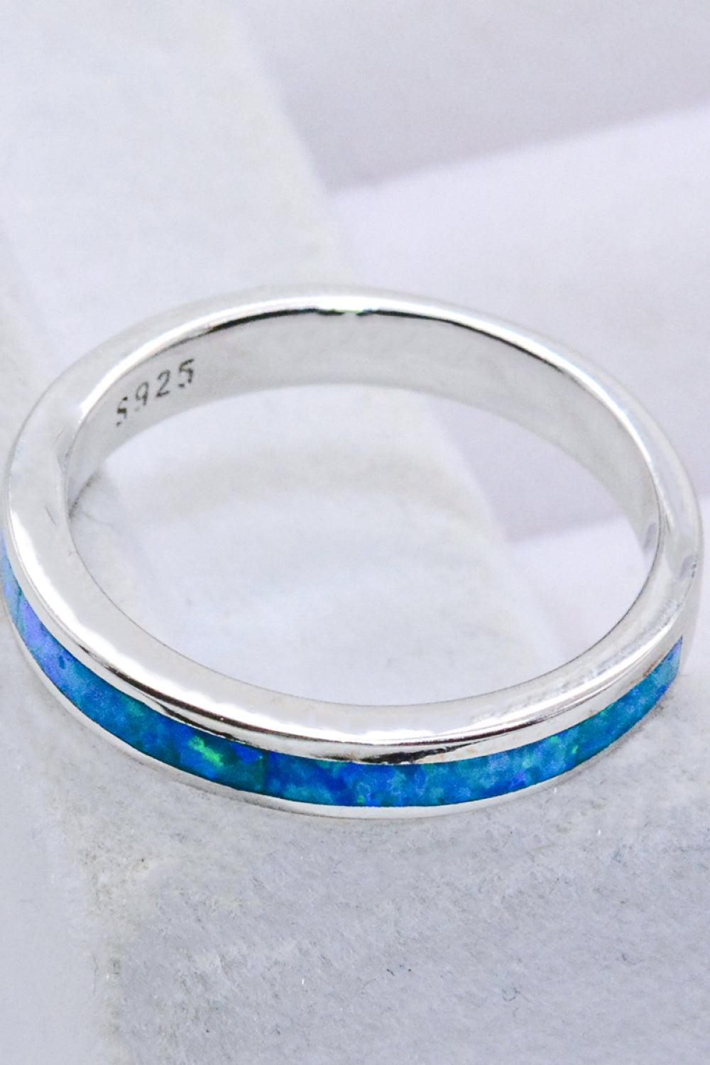 925 Sterling Silver Opal Ring in Sky Blue 