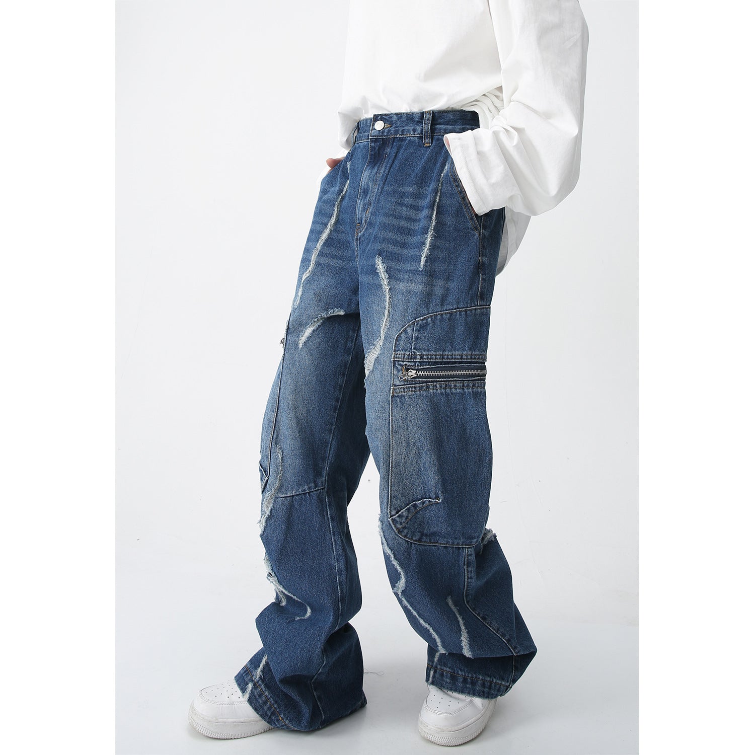 Loose Straight Zipper Hip Hop Overalls