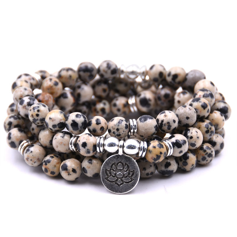 silver Lotus pendant Buddha beads religion Yoga Bracelet