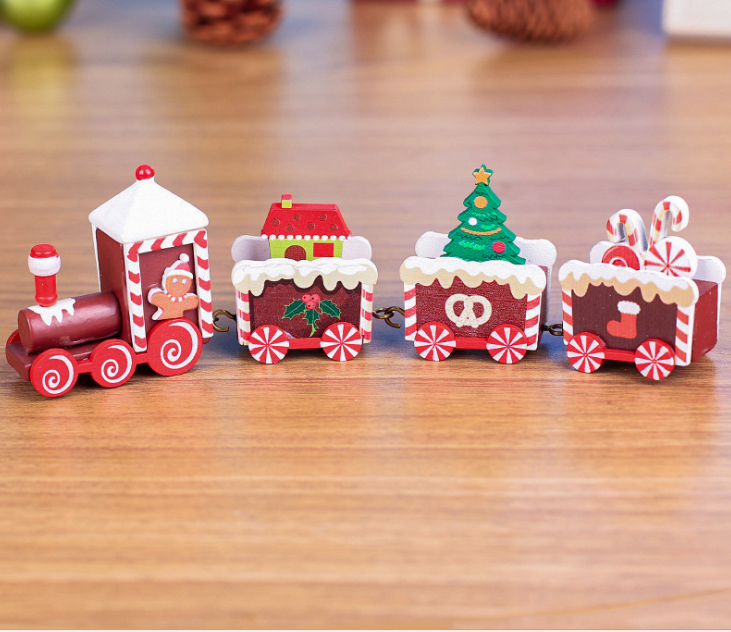 4pcs Mini Wood Train Toys