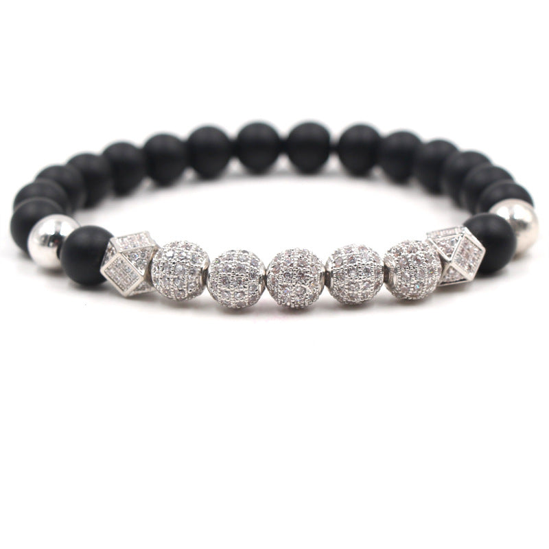 Fashion 8mm Black Frosted Stone Buddha Bead Bracelet