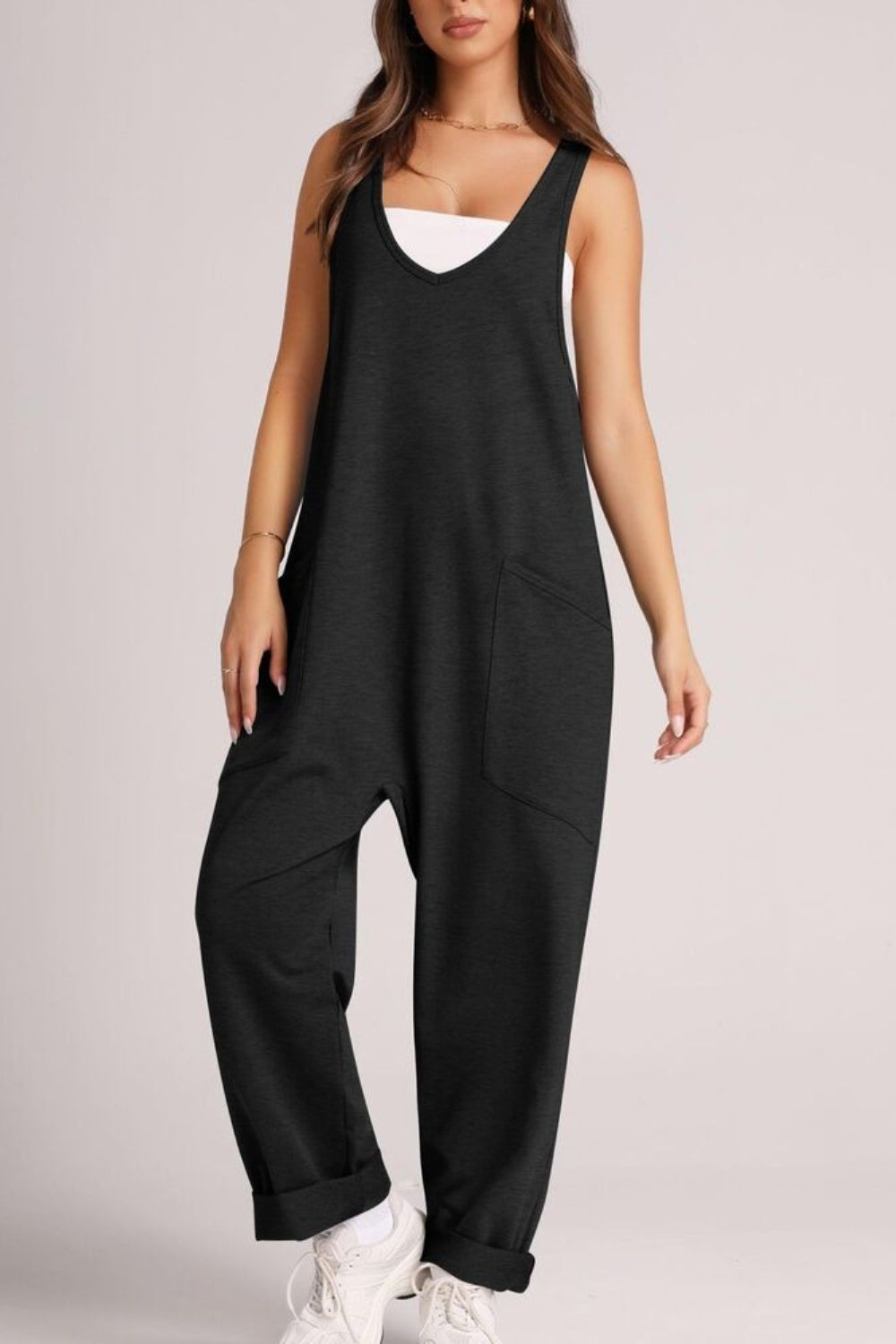 Wide Strap Jumpsuit with Pockets - Babbazon new