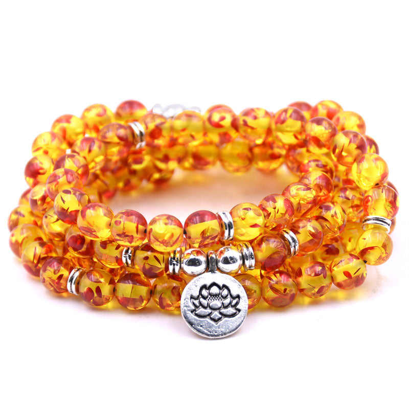 silver Lotus pendant Buddha beads religion Yoga Bracelet