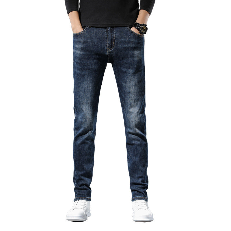 Autumn and Winter New Thick Korean Style Slim Men's Jeans