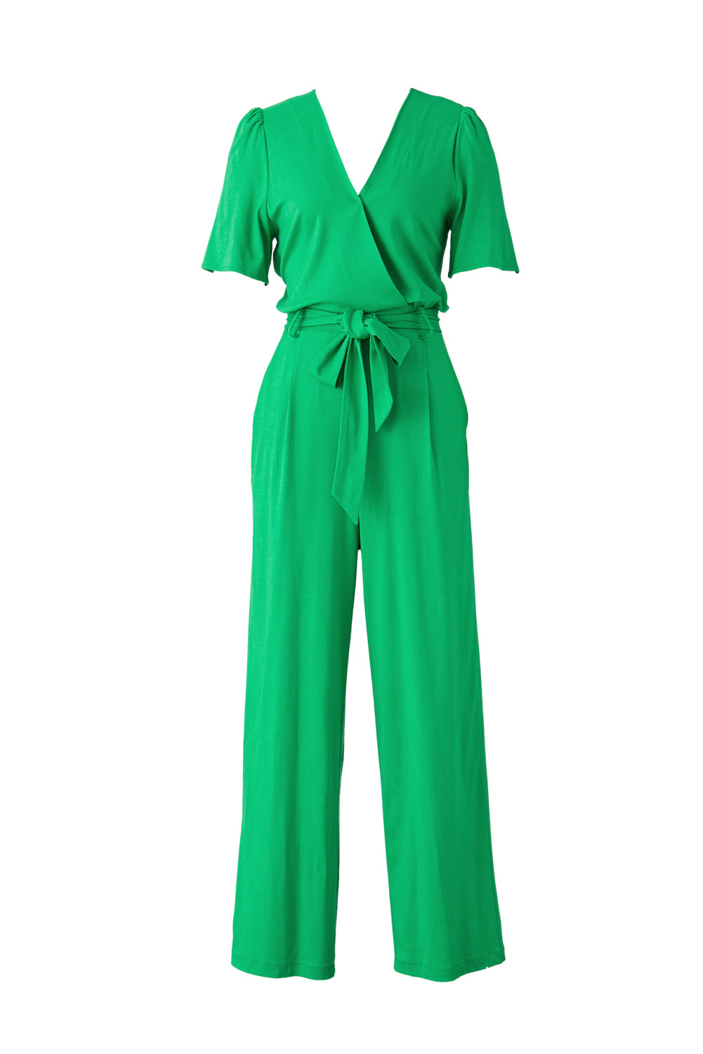 Tied Surplice Wide Leg Jumpsuit 