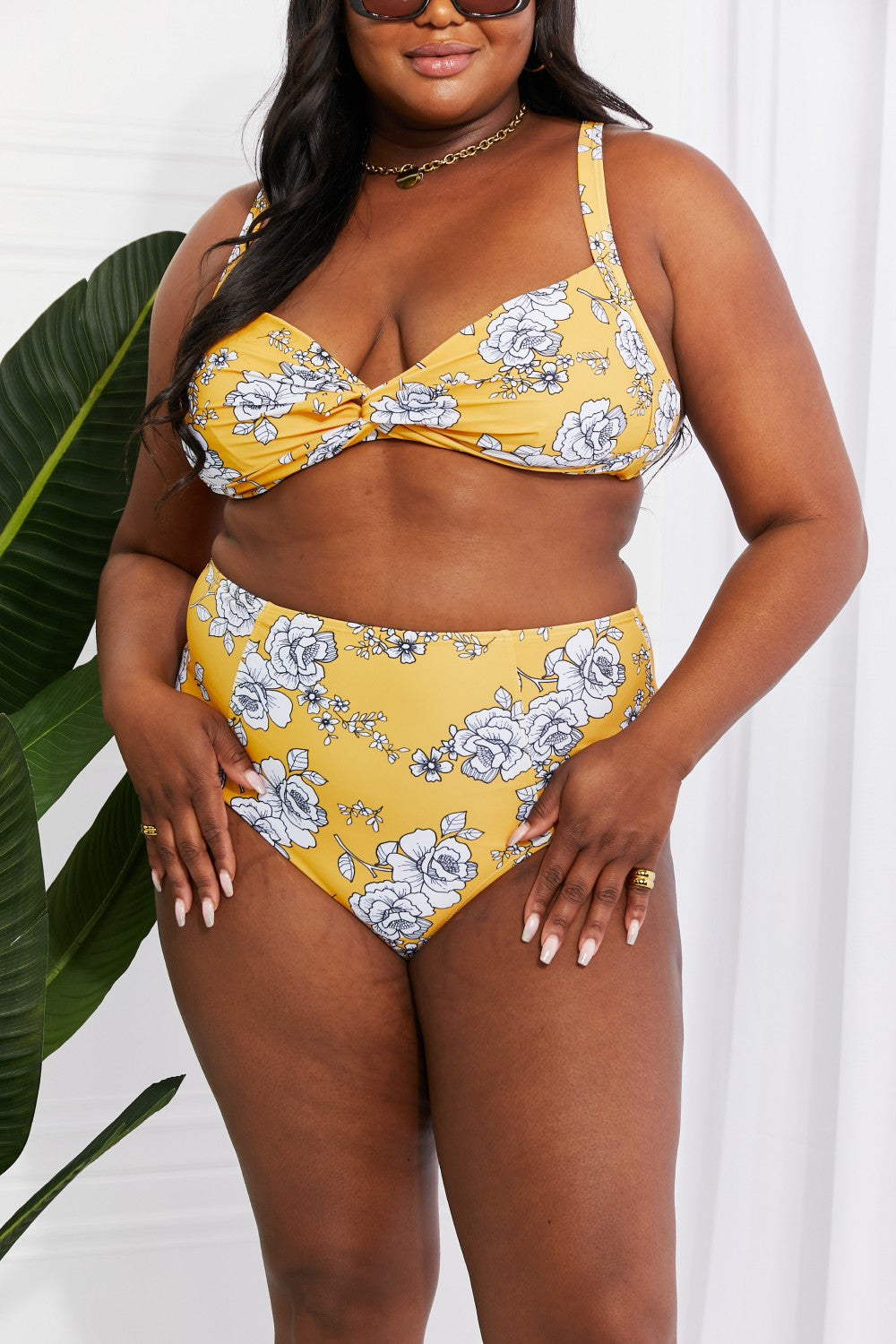 Marina West Swim Take A Dip Twist High-Rise Bikini in Mustard 