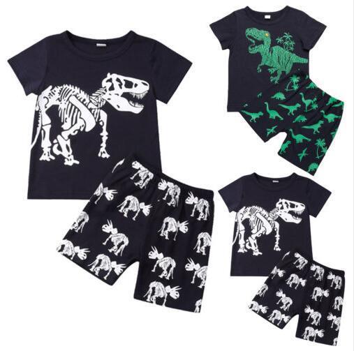 Children's Short-sleeved Pajamas Set Home Clothes Dinosaur Shorts