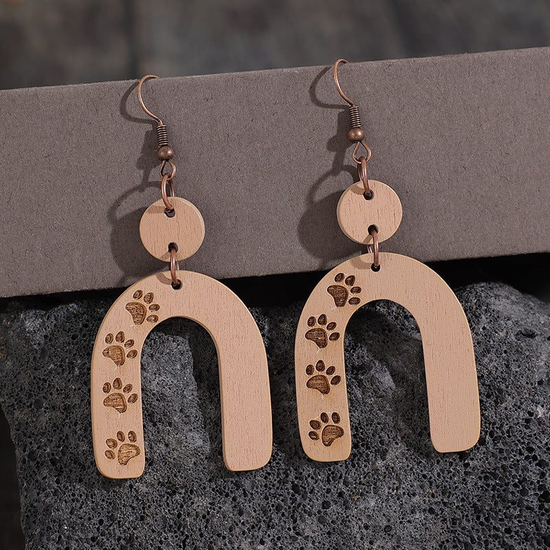 Geometric Shape Wooden Earrings 