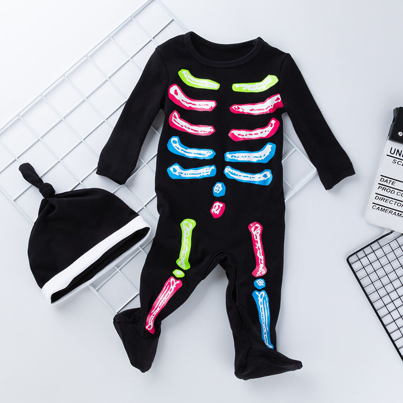 New Style Children's Long-sleeved Black Baby Jumpsuit Hat Suit