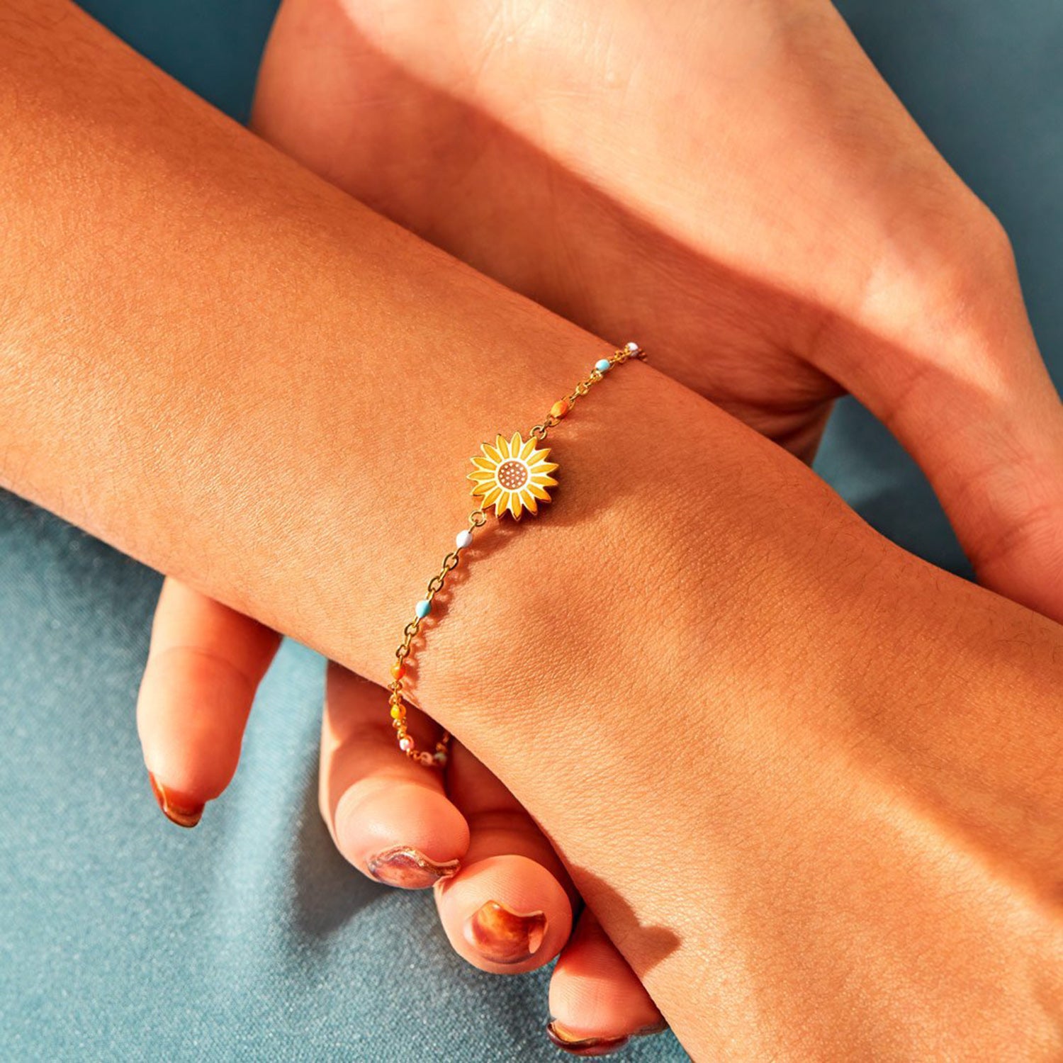 Sunflower Shape 18K Gold-Plated Bead Bracelet 