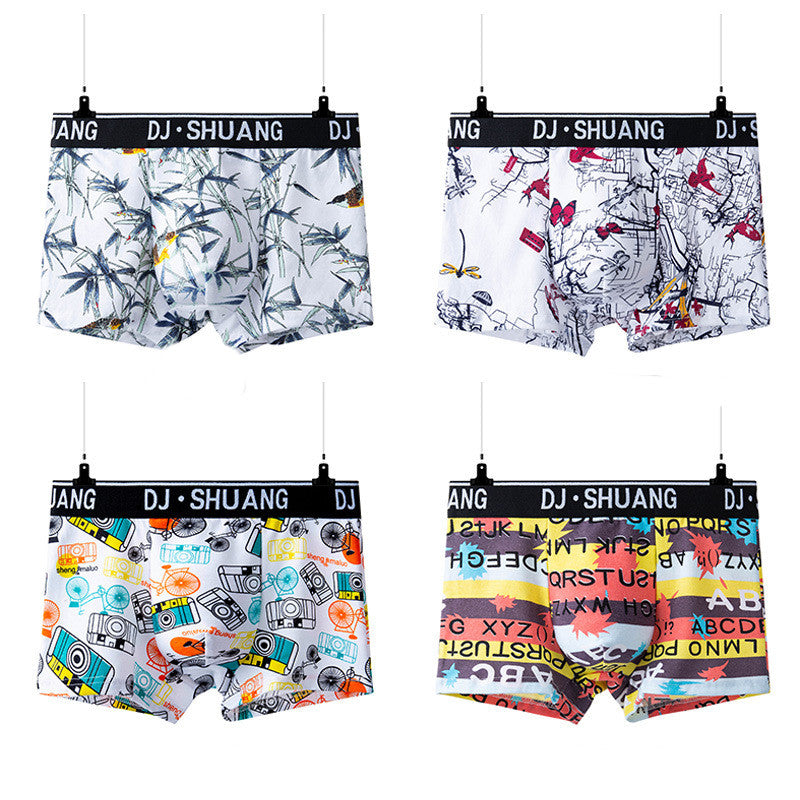 Men's Modal Underwear Cotton Boxer Shorts Youth Personality Breathable