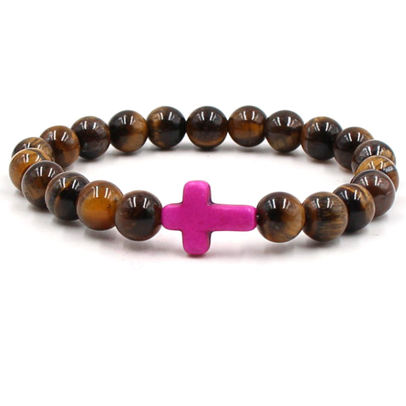 Nine-color Turquoise Cross Tigereye Bracelet Buddha Beads Bracelet