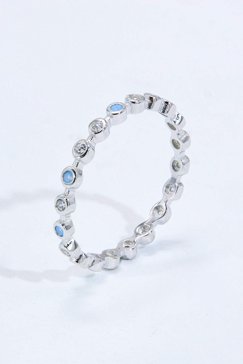 925 Sterling Silver Zircon and Natural Moonstone Ring 