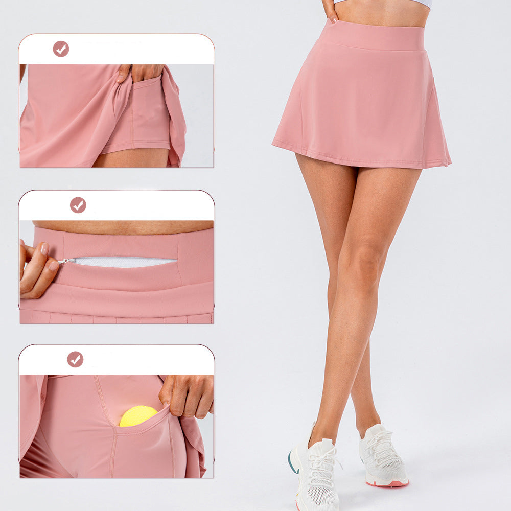 High Quality Tennis Skirt With Zipped Pocket Women Pleated Sports Skirt 