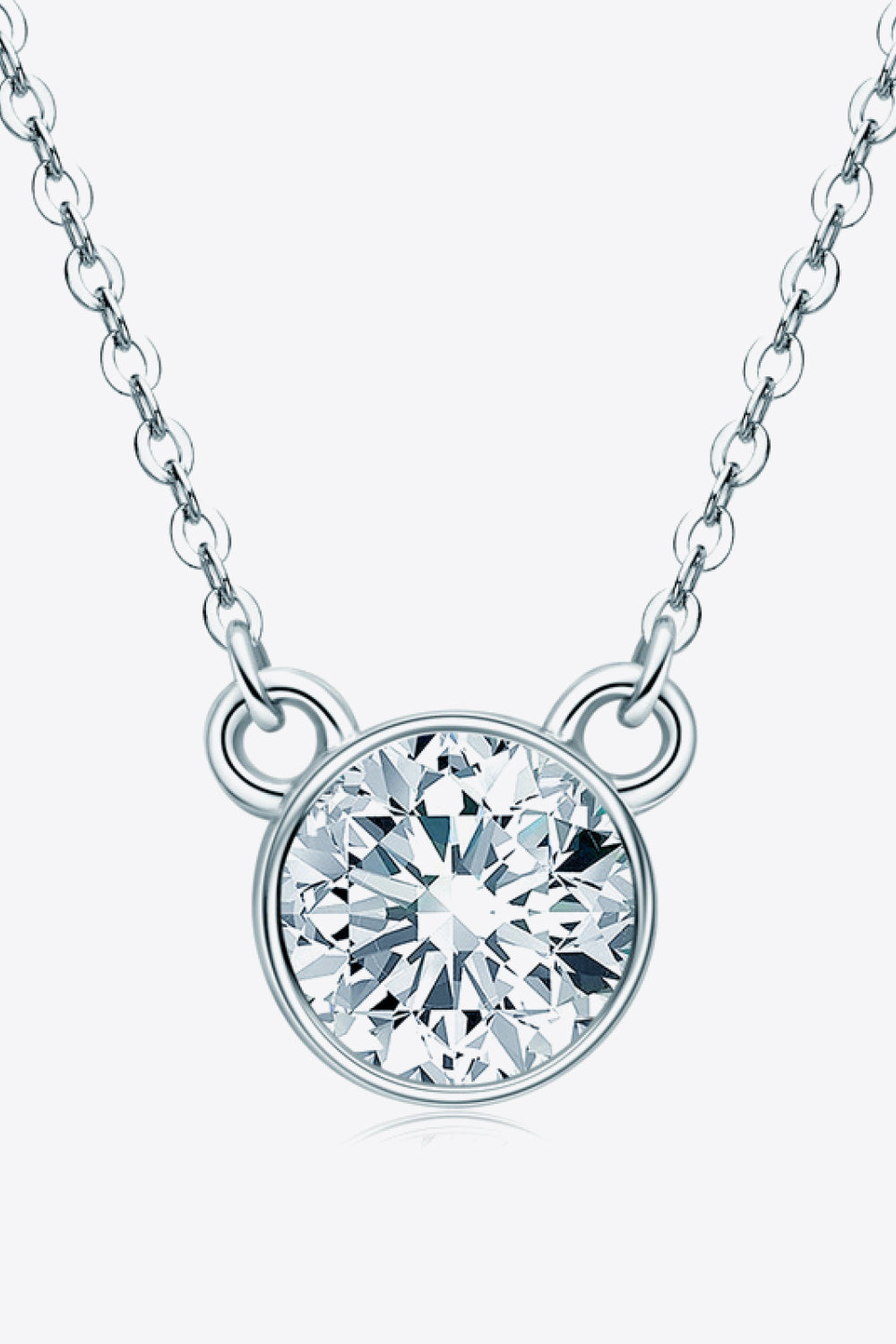 925 Sterling Silver 1 Carat Moissanite Round Pendant Necklace 