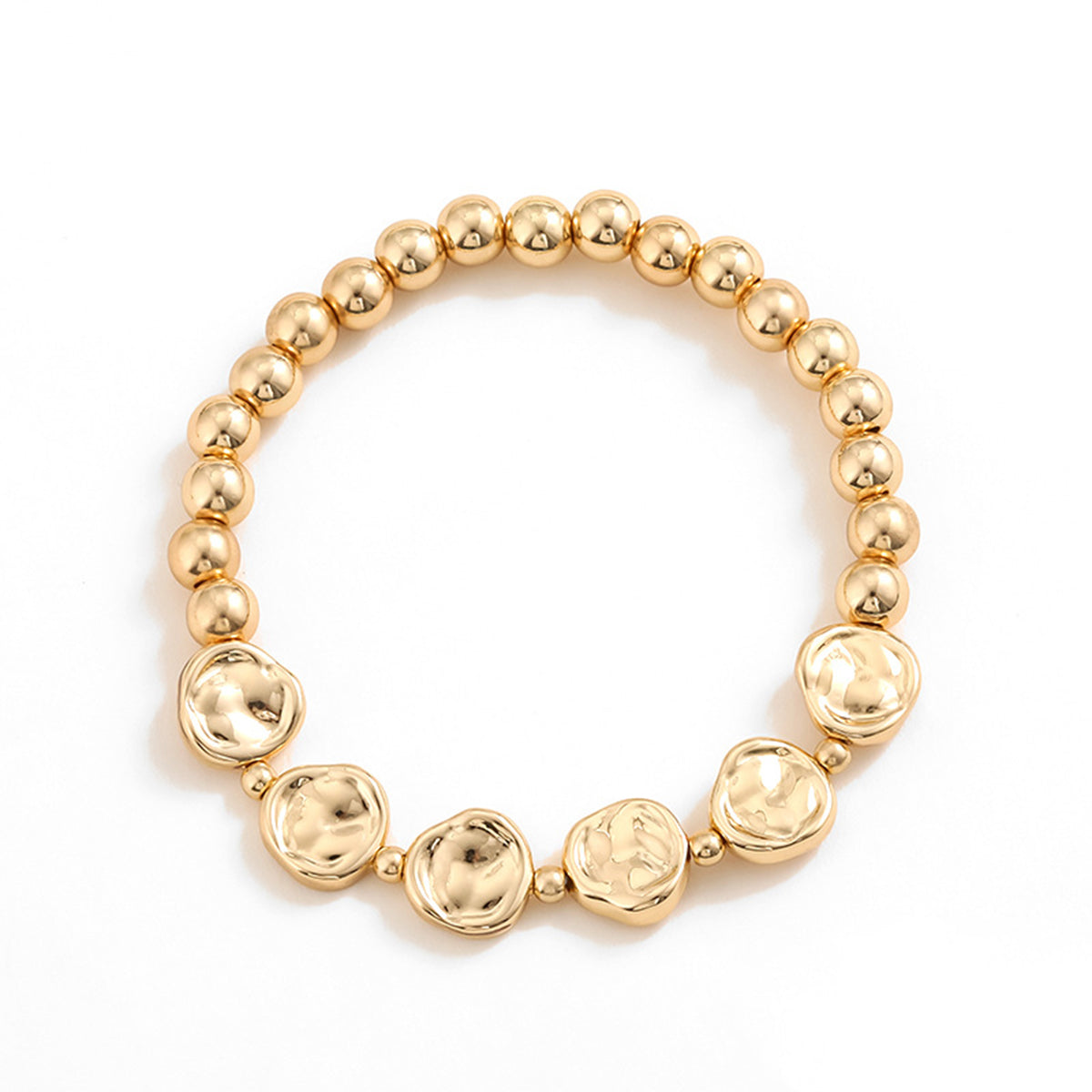 Gold-Plated Alloy Bead Bracelet 