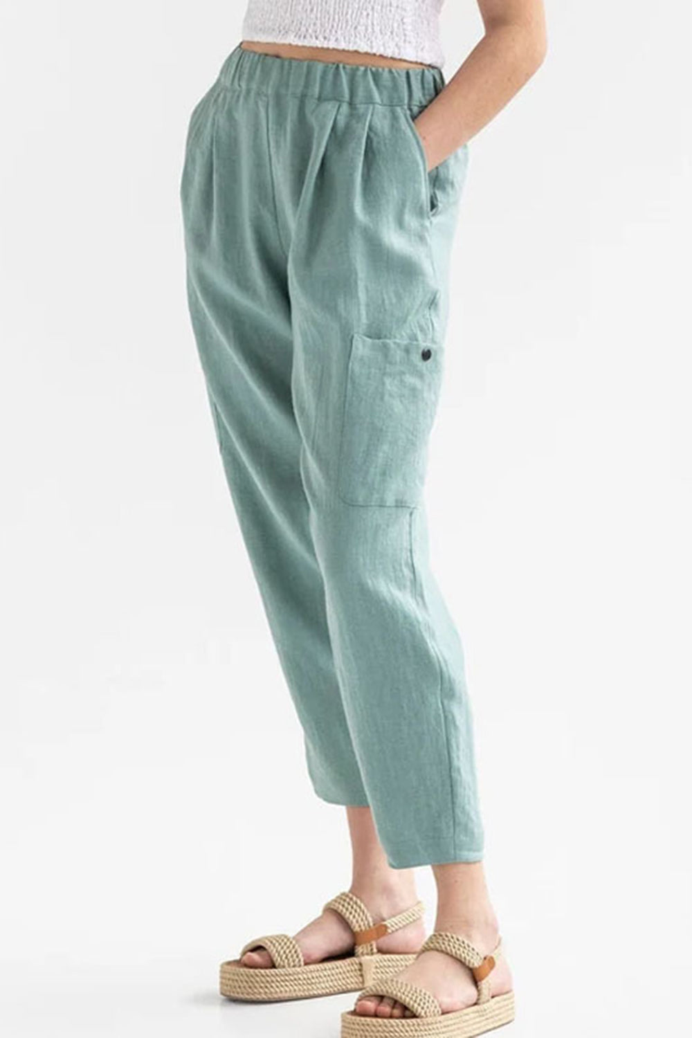 Pocketed Elastic Waist Pants - Babbazon New Products