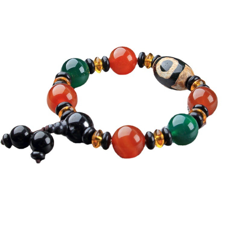 Men's Agate Hand String Old Agate Hand String Agate Bracelet With Buddha Head