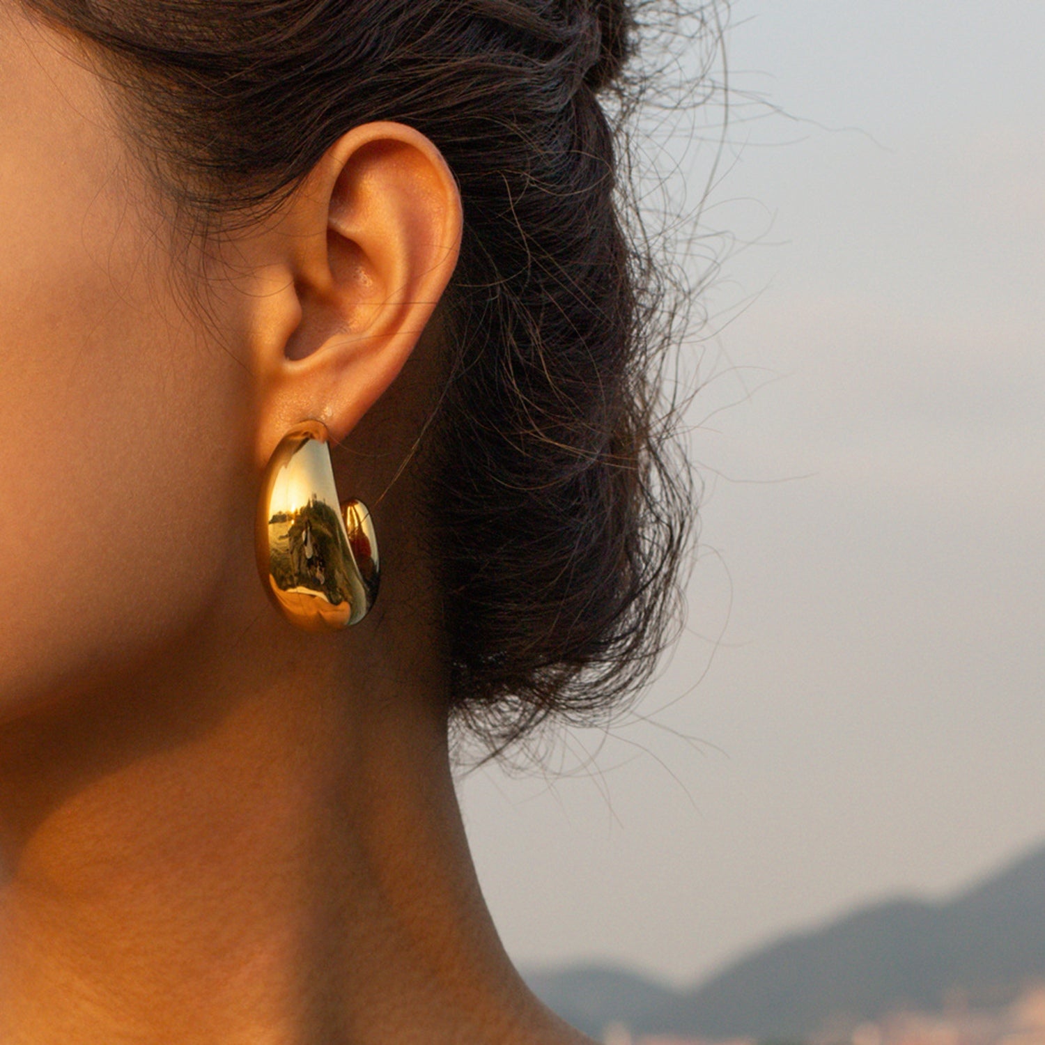 18K Gold-Plated Moon Crescent Earrings 