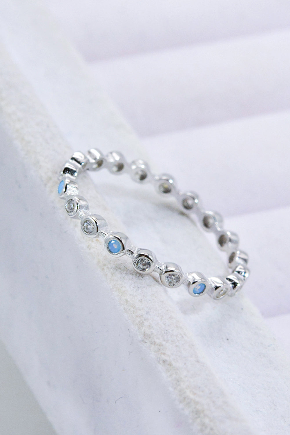 925 Sterling Silver Zircon and Natural Moonstone Ring 