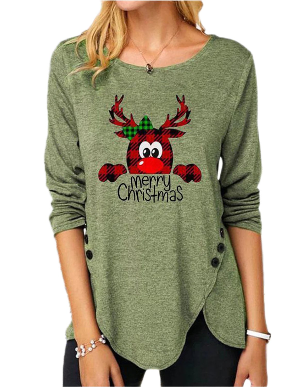 Full Size Reindeer Round Neck Long Sleeve T-Shirt