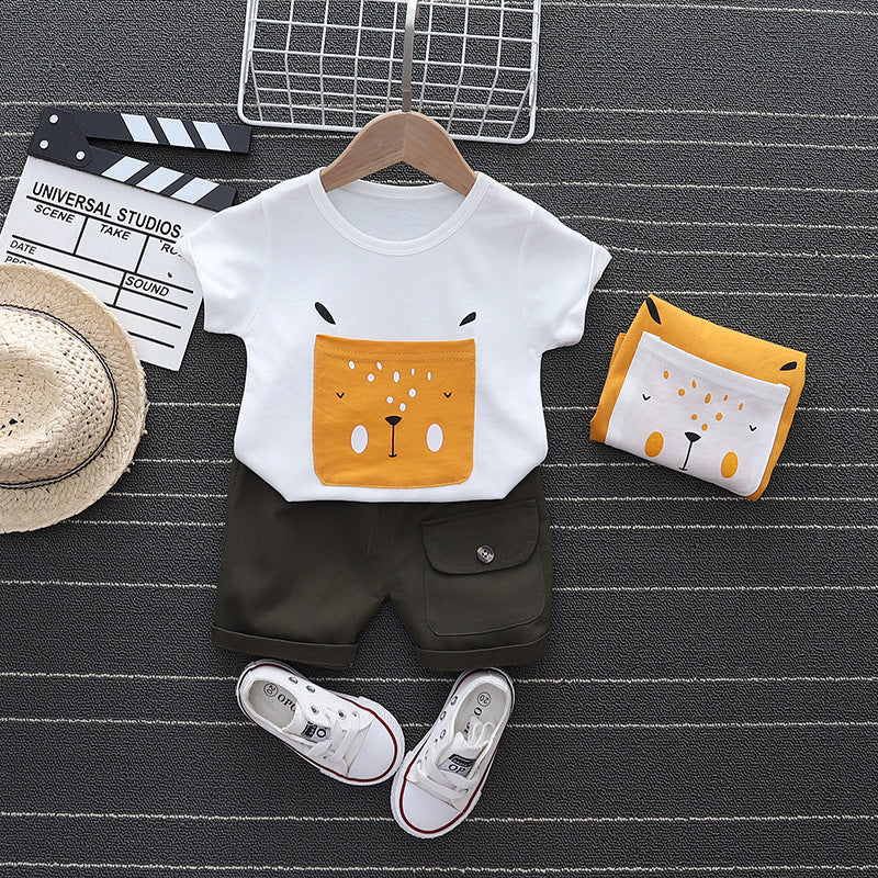 Children's Two-piece Suit Korean Version Of The Tide Baby Summer Clothes Boys Foreign Style Children's Summer Short Sleeves