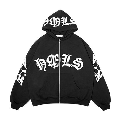 Trendy Gothic Style Letter Printed Hoodie