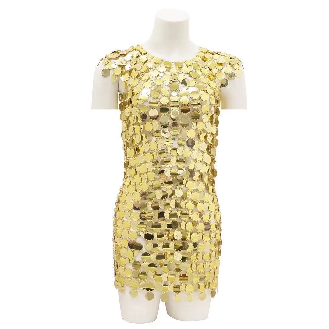 Nightclub Sequin Layered Hollow Out Dress